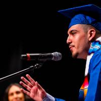 Student thanking family